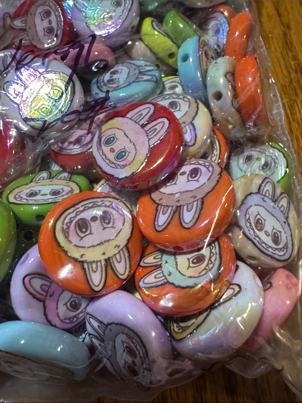 Lot of 20 Labu bu flat 20 mm beads. Colorful!